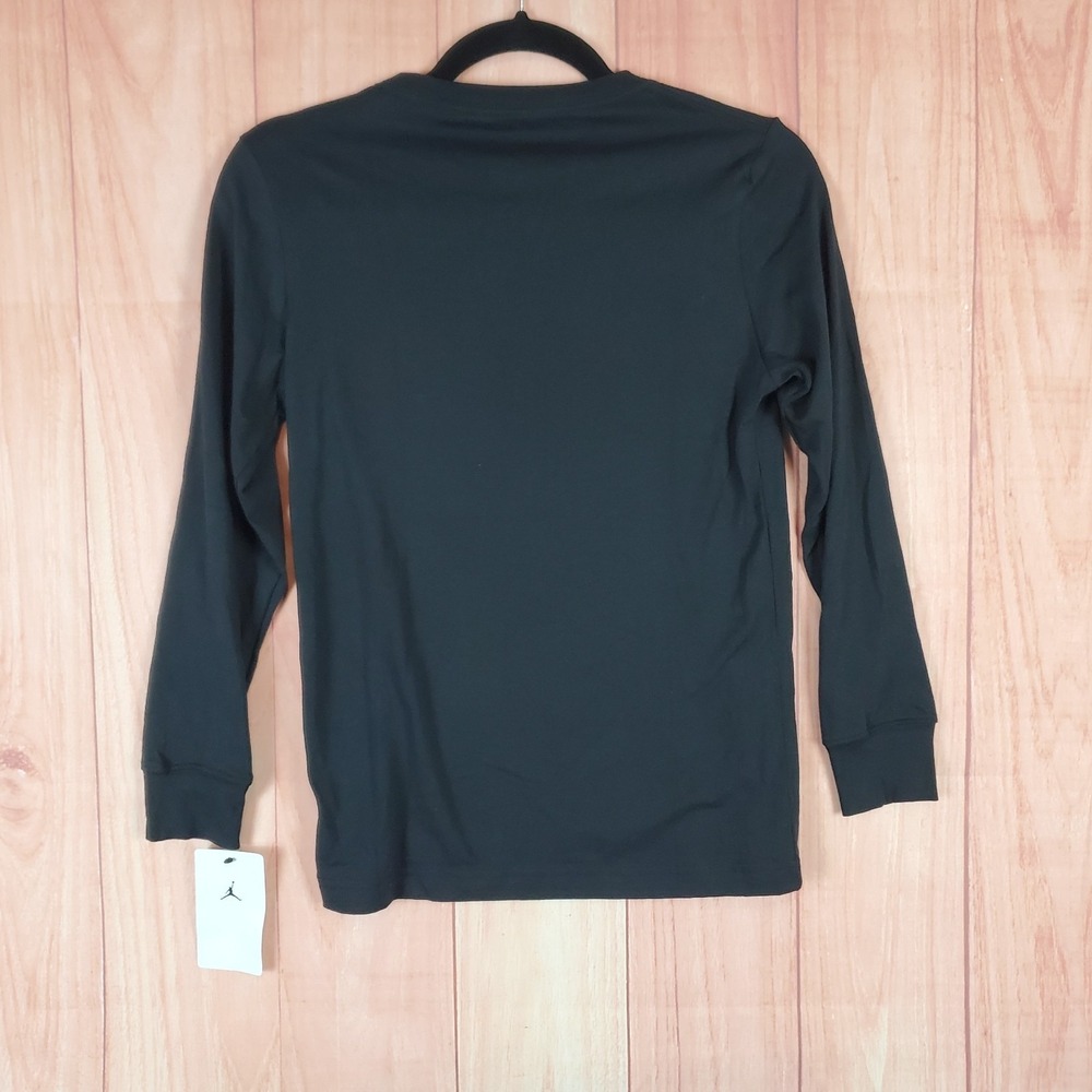 Jordan Dri-FIT Boys Shirt Medium Black Cotton Crew Neck Long Sleeve Pullover - Picture 8 of 10